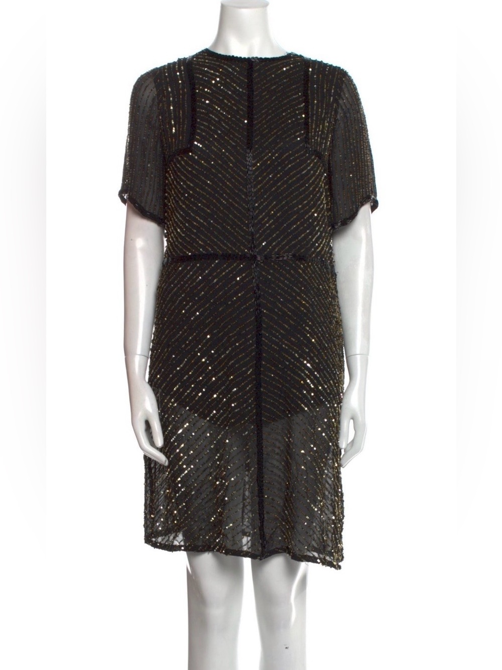 Antik Batik Black Dress with Gold Sequin Detail size S